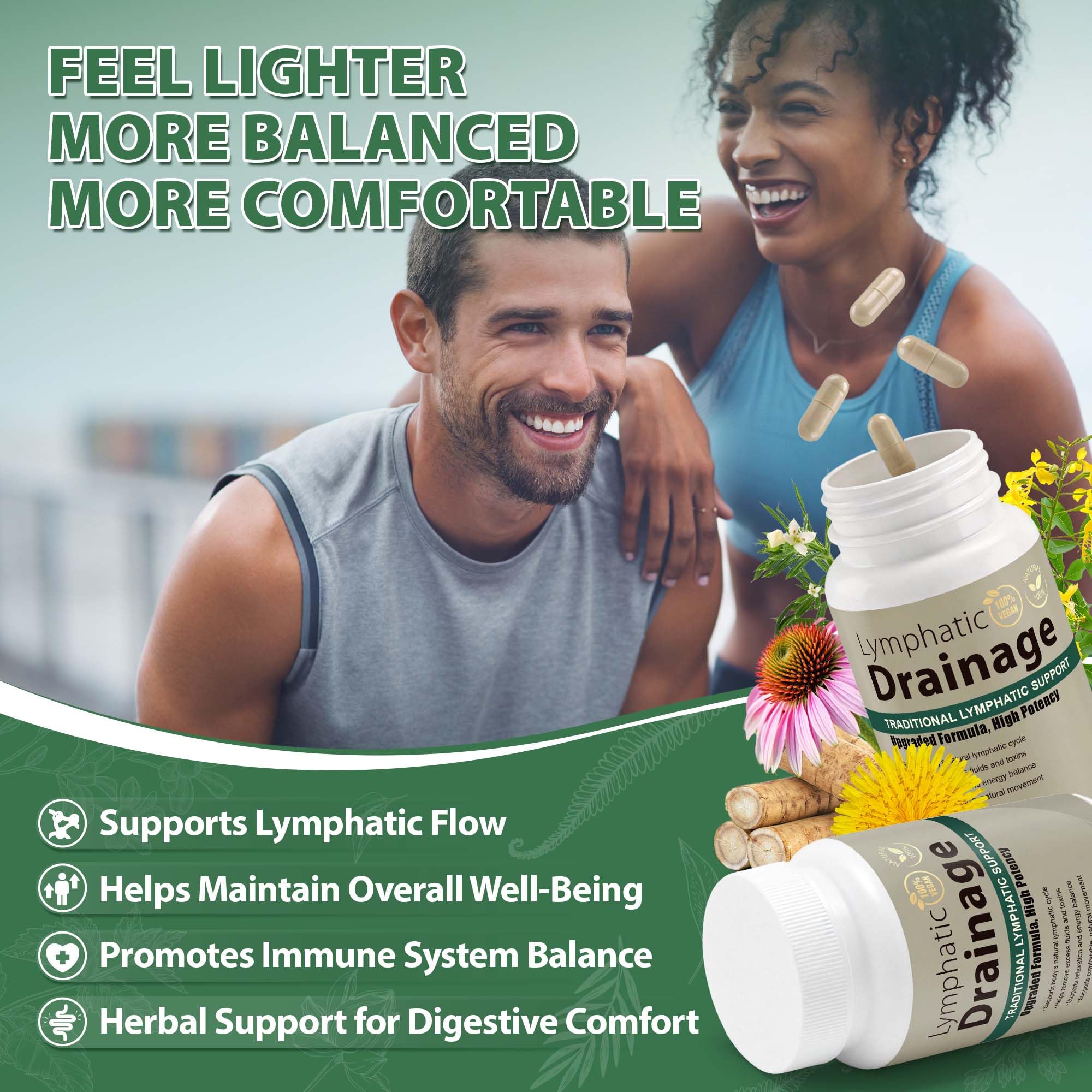 Kaseano product image highlighting echinacea and dandelion ingredients for wellness.