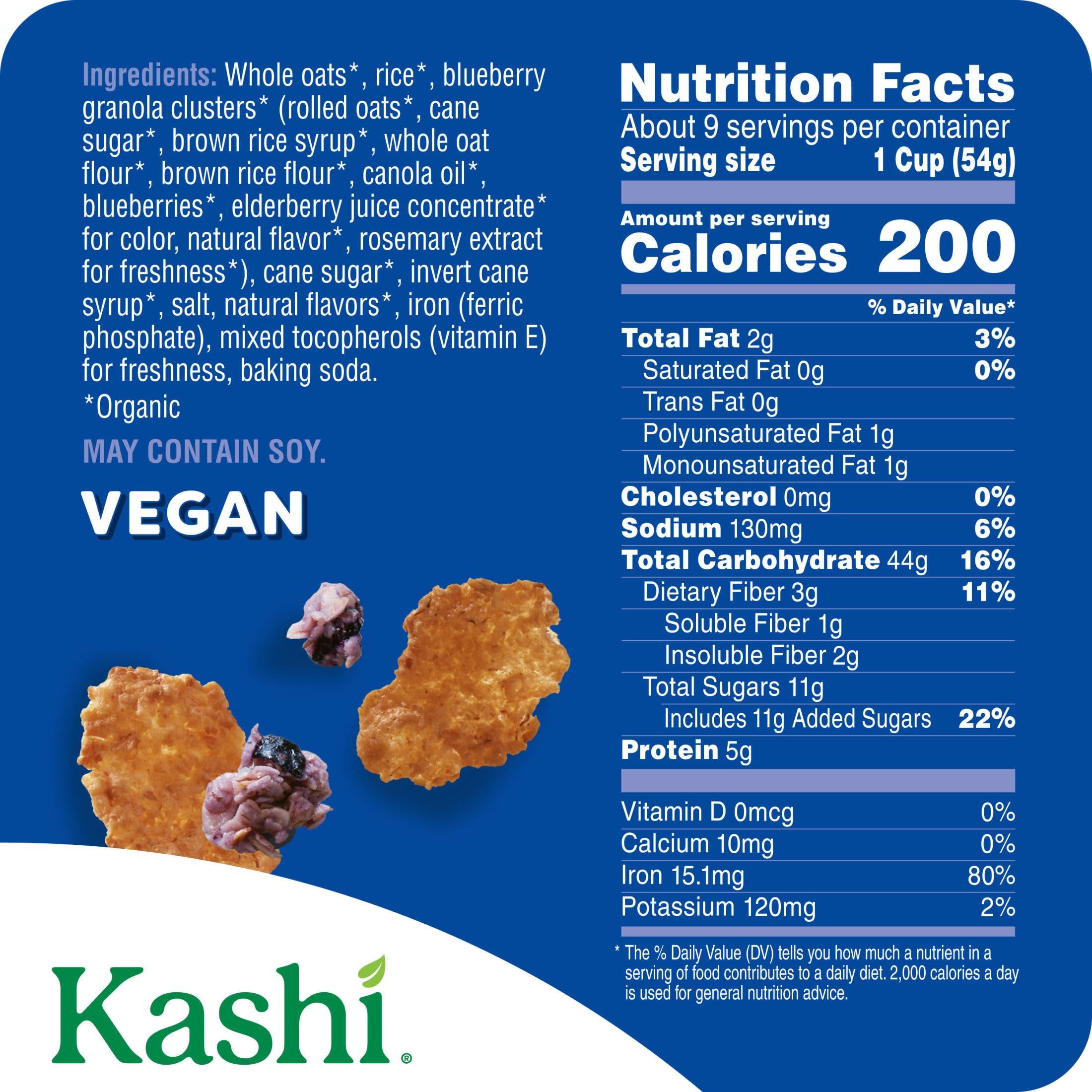 Kashi Blueberry Clusters in a bowl, a crunchy, fruity start to the day.