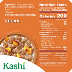 Kashi Cinnamon Harvest box front displays organic vegan and Non-GMO badges
