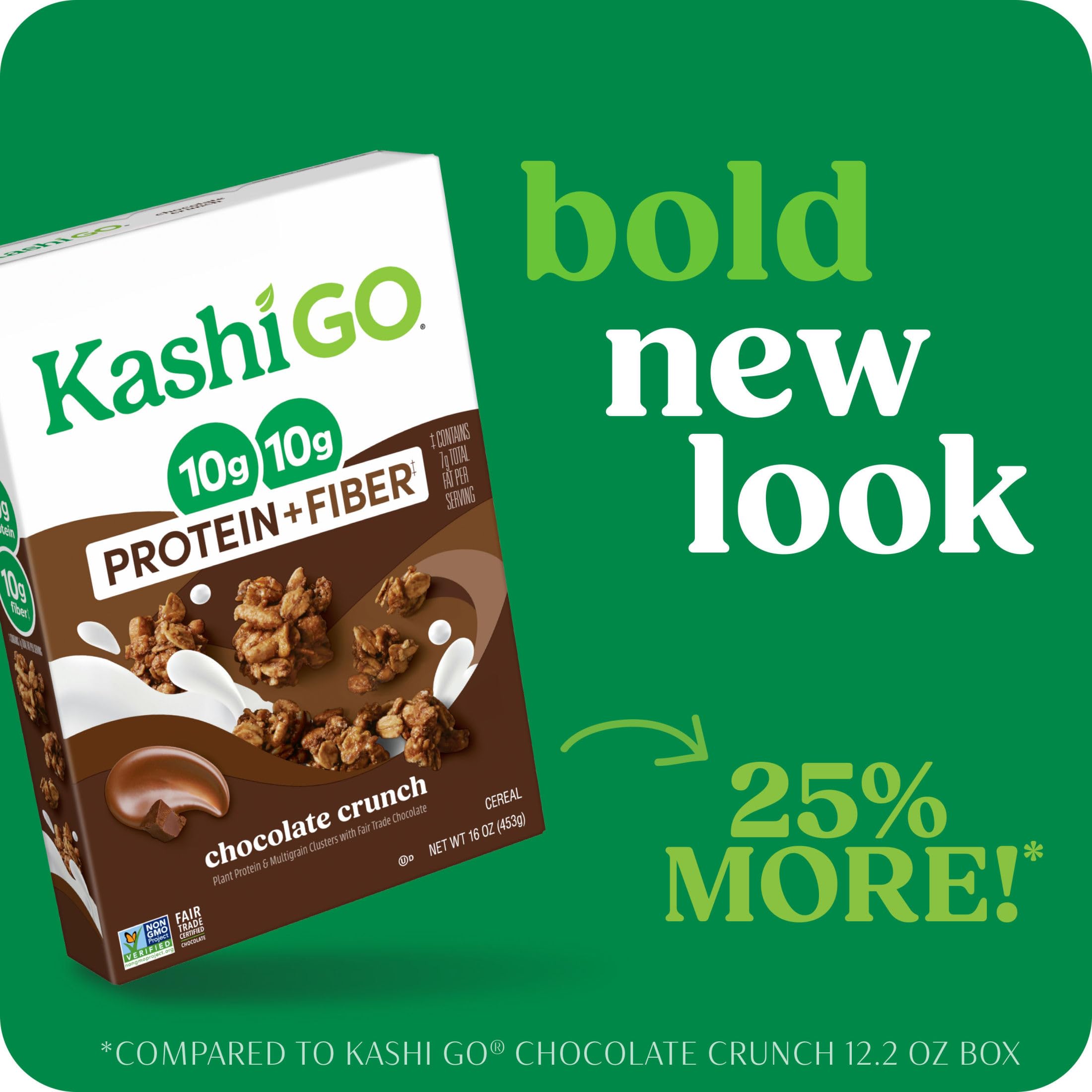 Pouring Kashi GO Chocolate Crunch cereal for a quick balanced meal