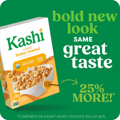 Kashi Honey Toasted heart shaped pieces for family mornings.