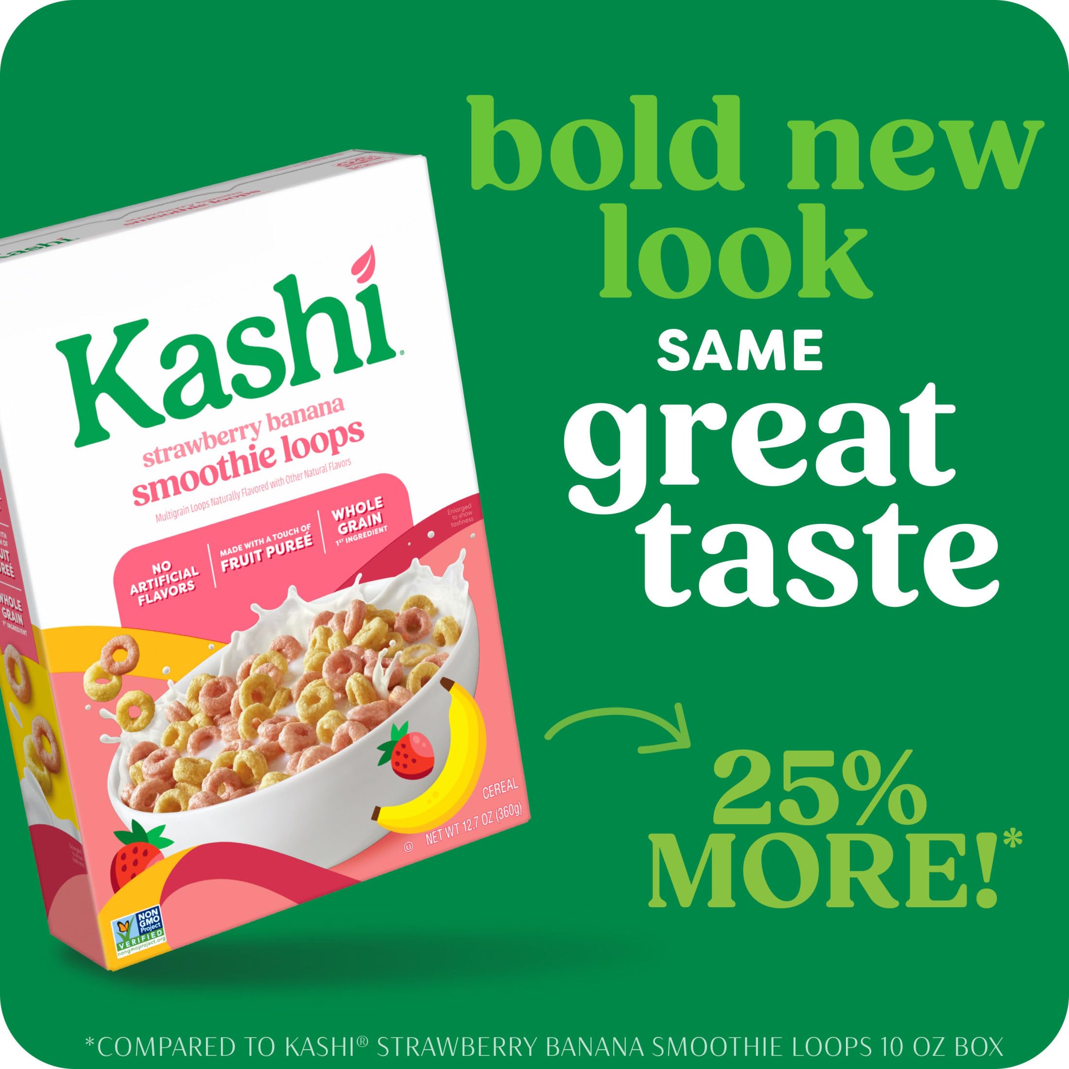 Kashi Loops close-up shows fruit pieces for a vibrant breakfast.