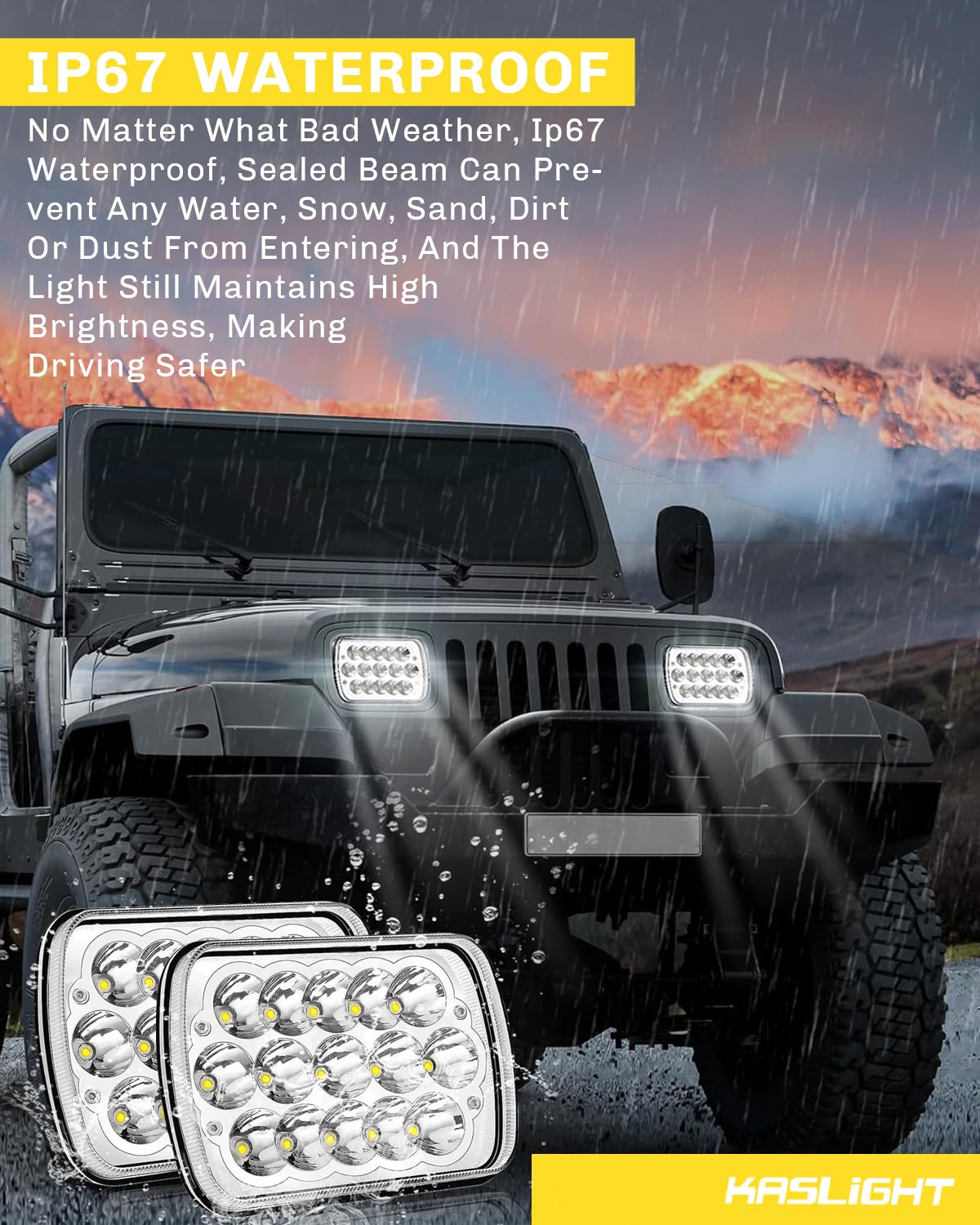 KASLIGHT LED headlights with hi and lo beams for brighter nights
