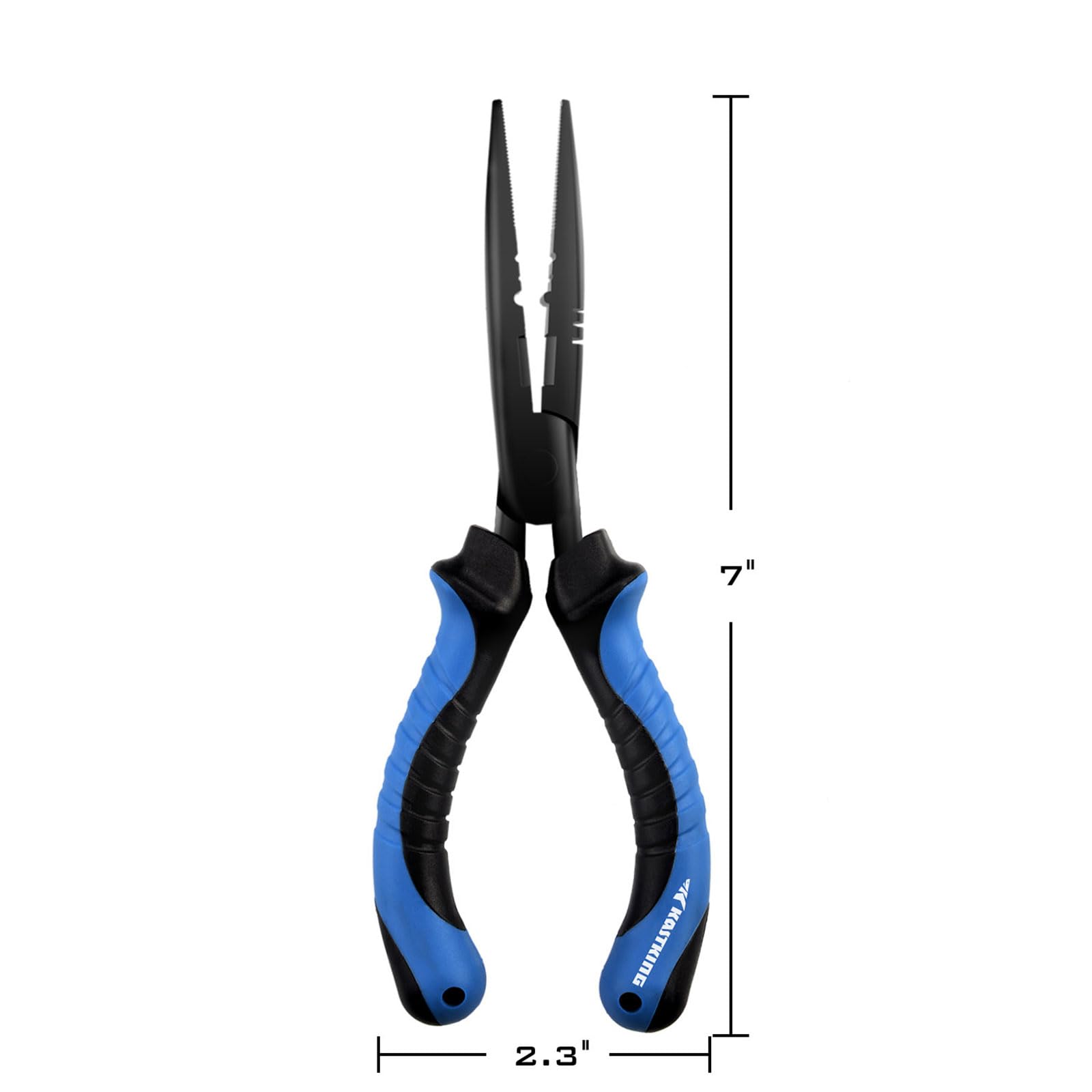 KastKing Intimidator 7-inch pliers showing crimping slots for weights