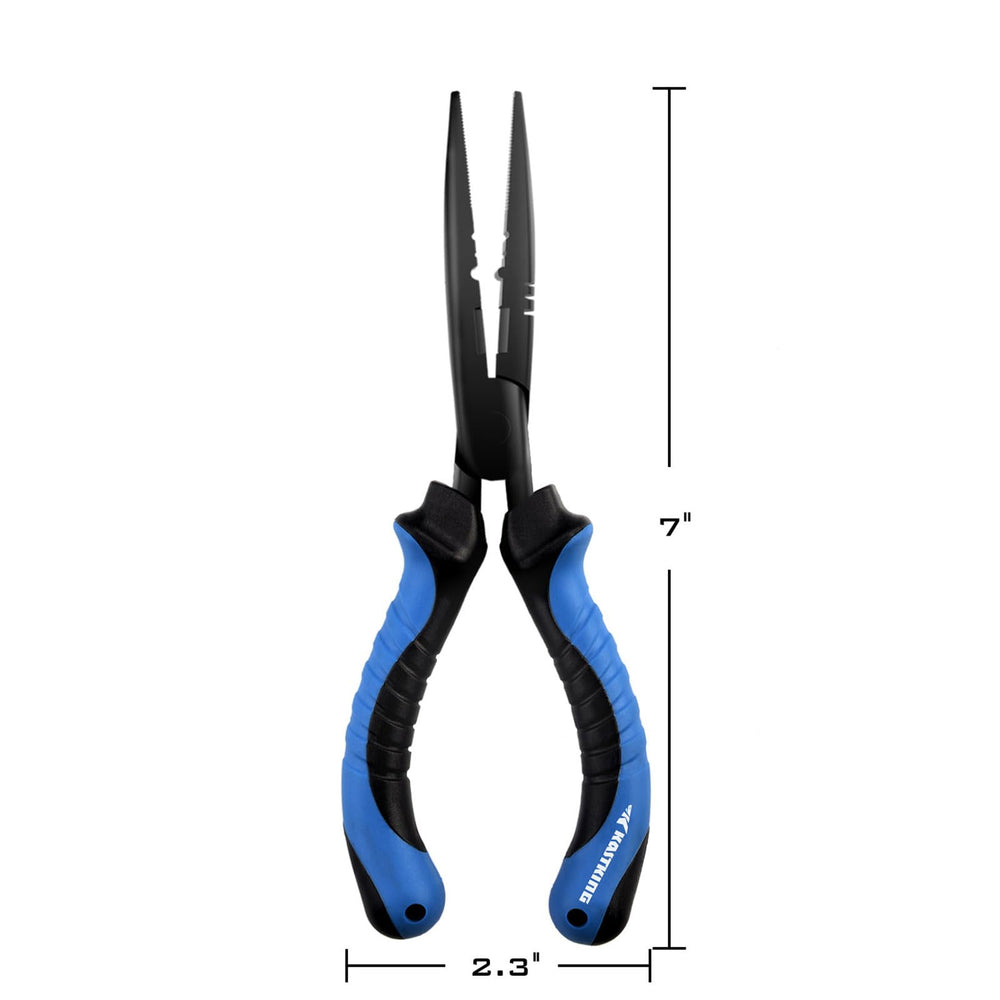 KastKing Intimidator 7-inch pliers showing crimping slots for weights