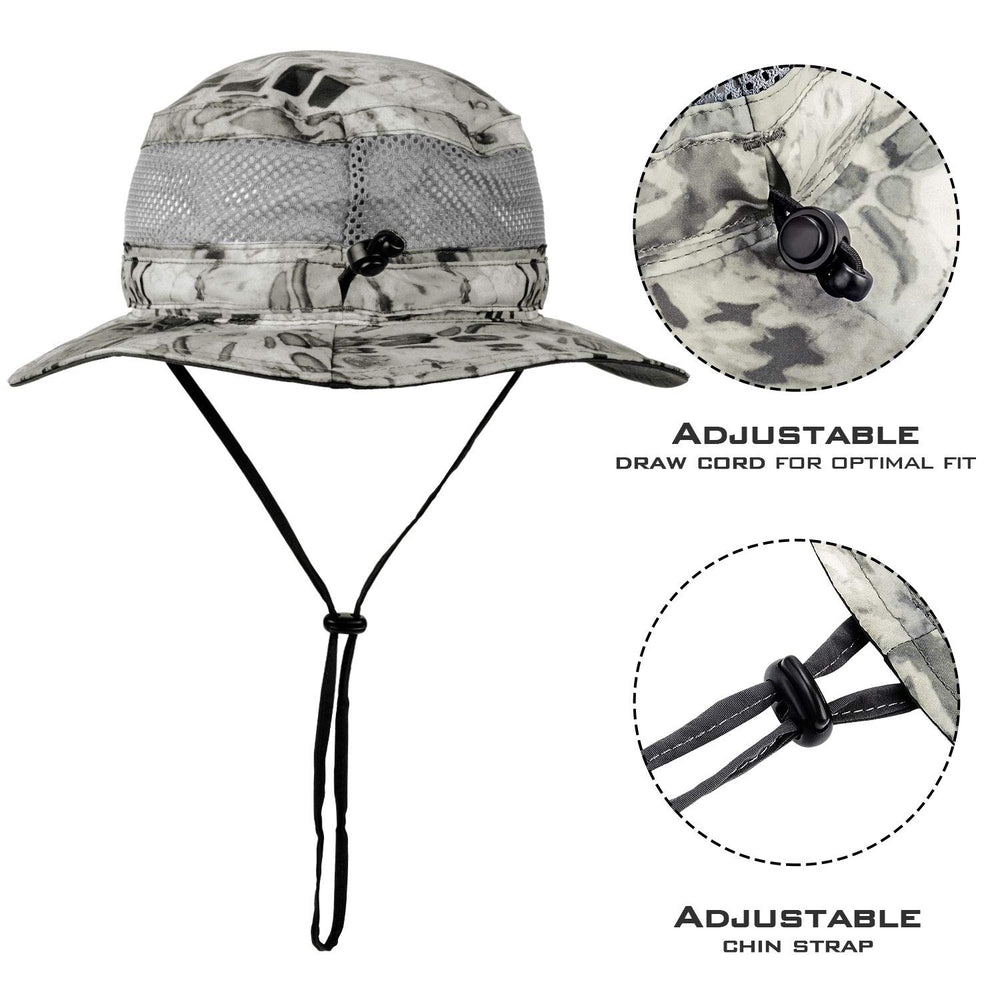 KastKing Sol Armis Boonie Silver Mist adjustable-fit strap demonstrated.