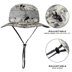 KastKing Sol Armis Boonie Silver Mist adjustable-fit strap demonstrated.