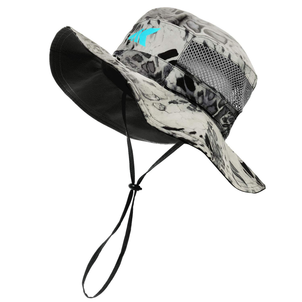 KastKing Sol Armis Boonie Silver Mist side view with sun shade and UPF protection.