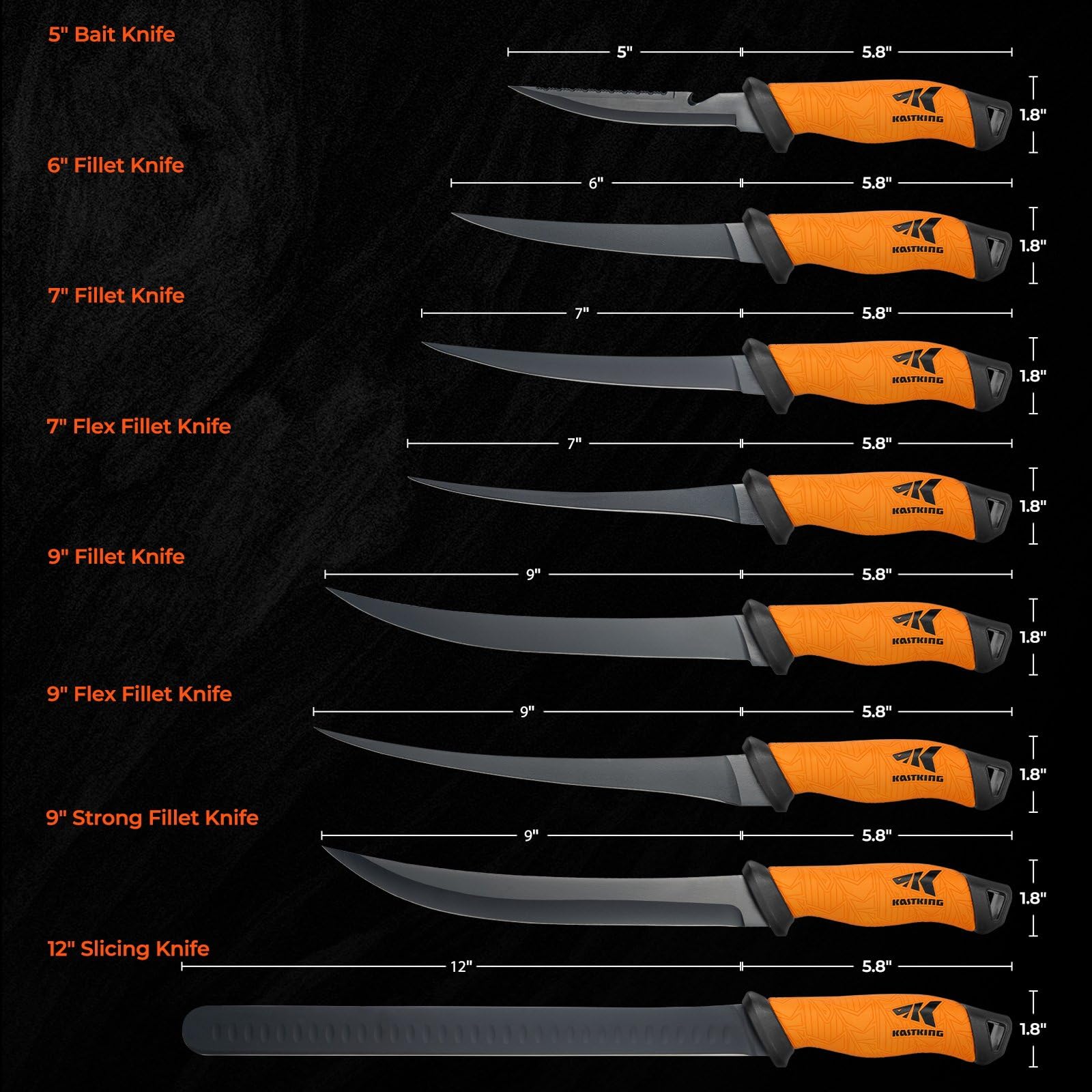 KastKing Speed Demon Pro 7-inch fillet knife flexible for gentle fish contouring.