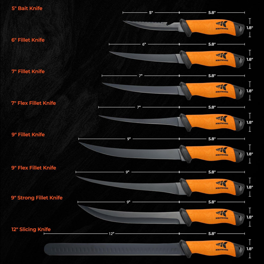 KastKing Speed Demon Pro 7-inch fillet knife flexible for gentle fish contouring.