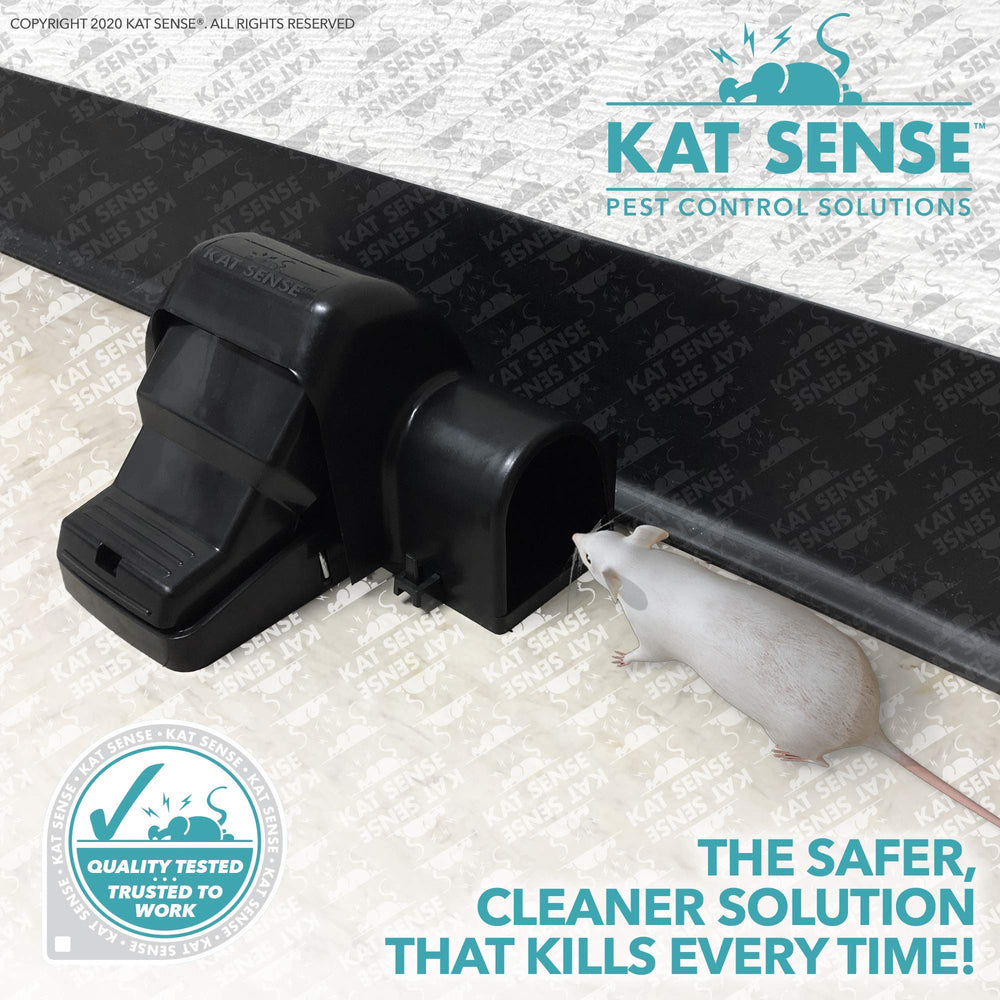 Kat Sense secure locking chamber contains rodents for easier cleanup.