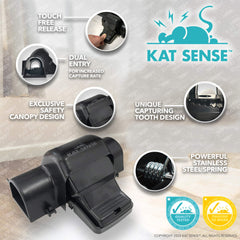 Kat Sense touch-free disposal system keeps hands clean after trapping rodents.