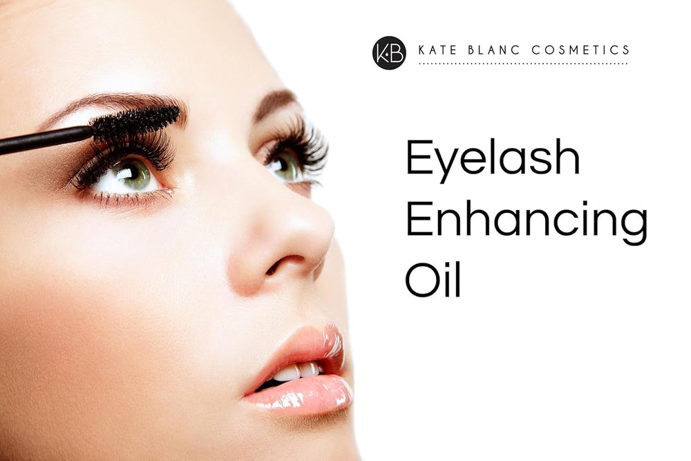 Kate Blanc Cosmetics castor oil on eyebrows and lashes conditioning look