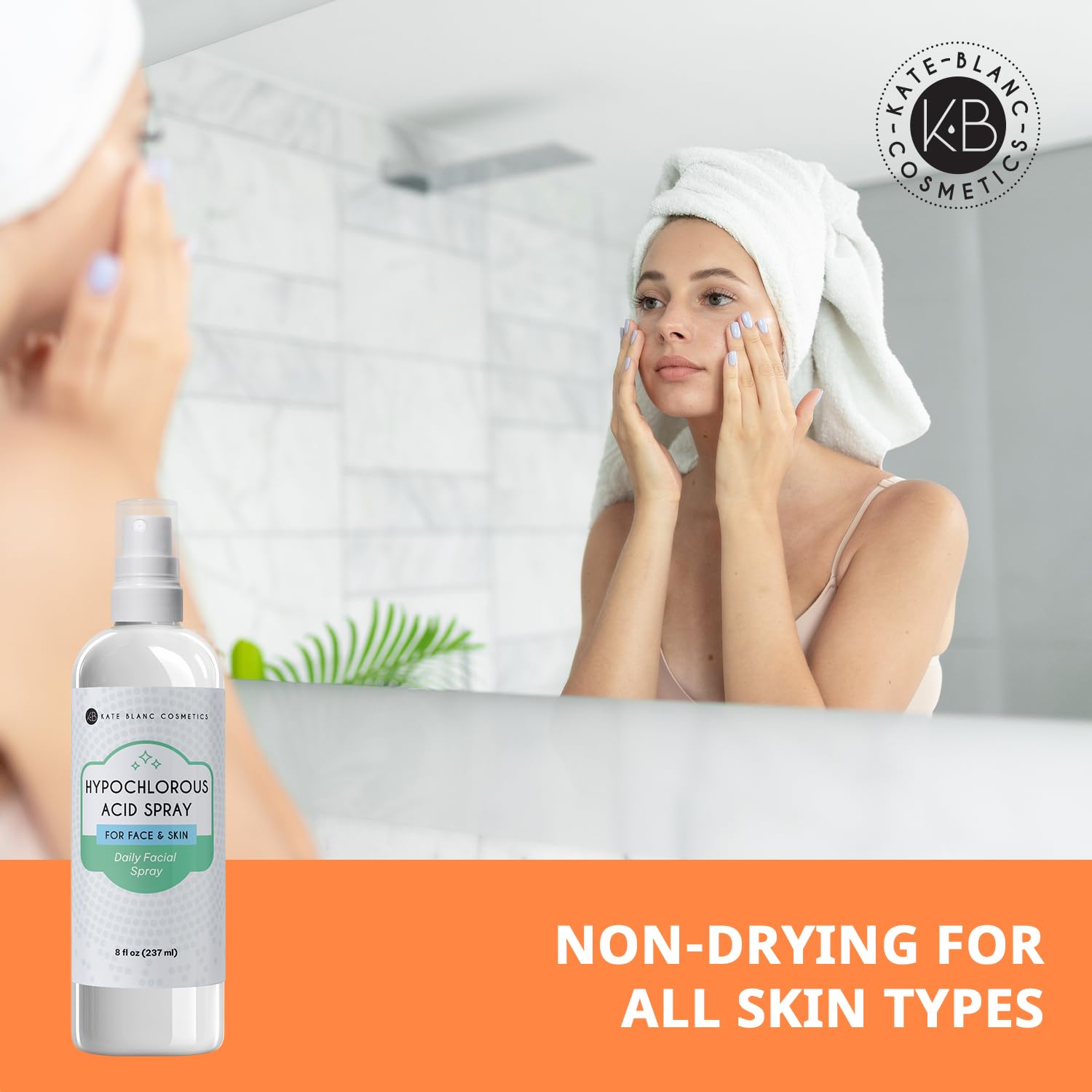 Kate Blanc Cosmetics HOCl spray bottle fragrance-free refreshing feel.