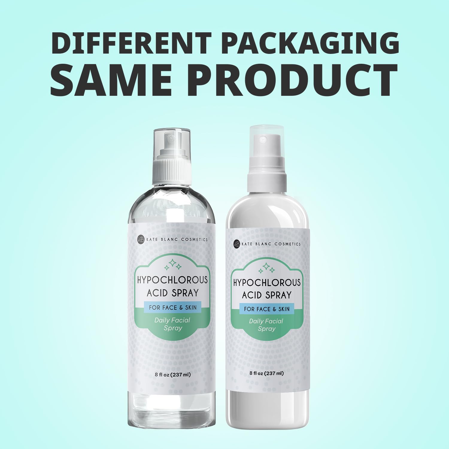 Kate Blanc Cosmetics HOCl spray bottle in a gym bag, post-workout refresh.