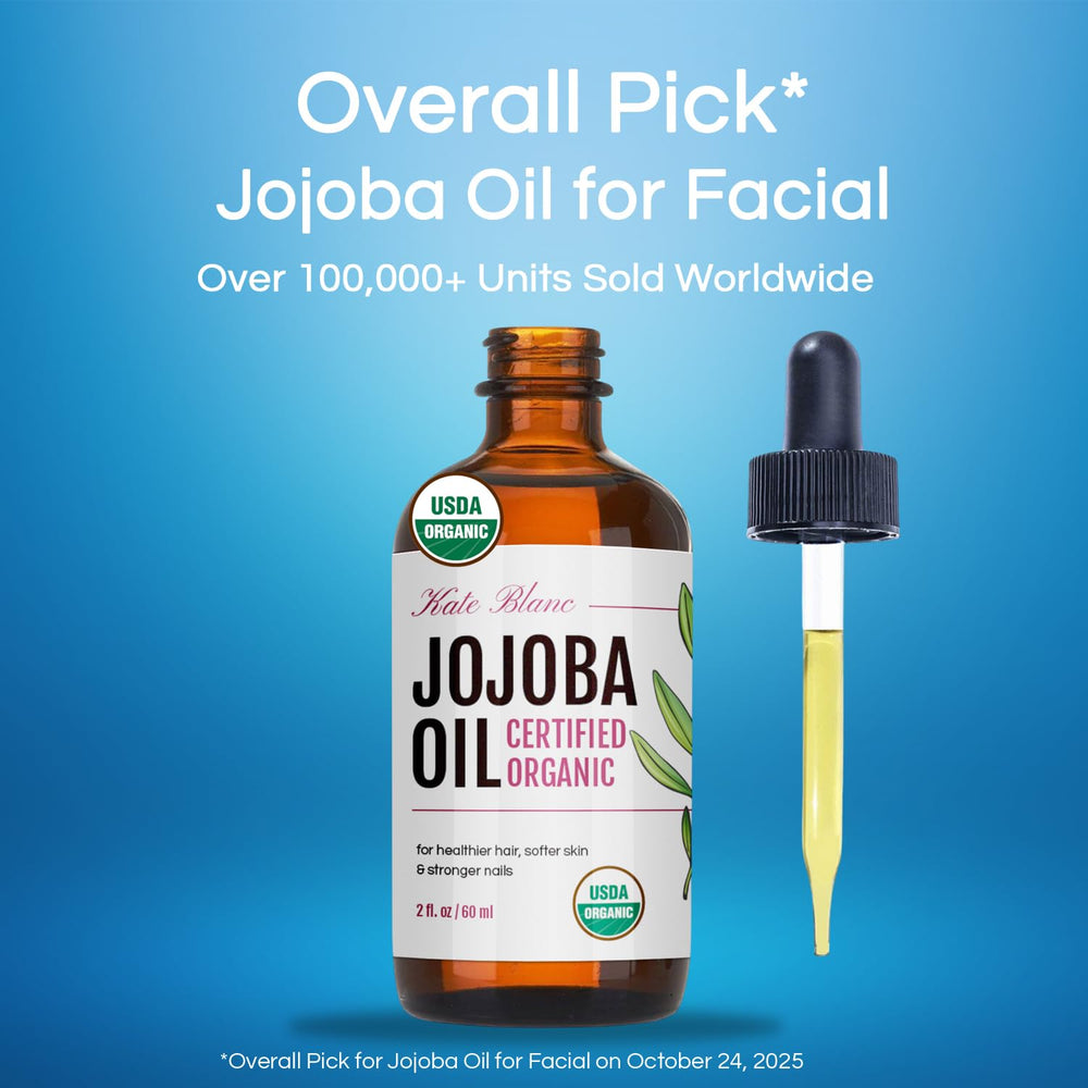 Kate Blanc Jojoba Oil smooths hair with light shine without heaviness.