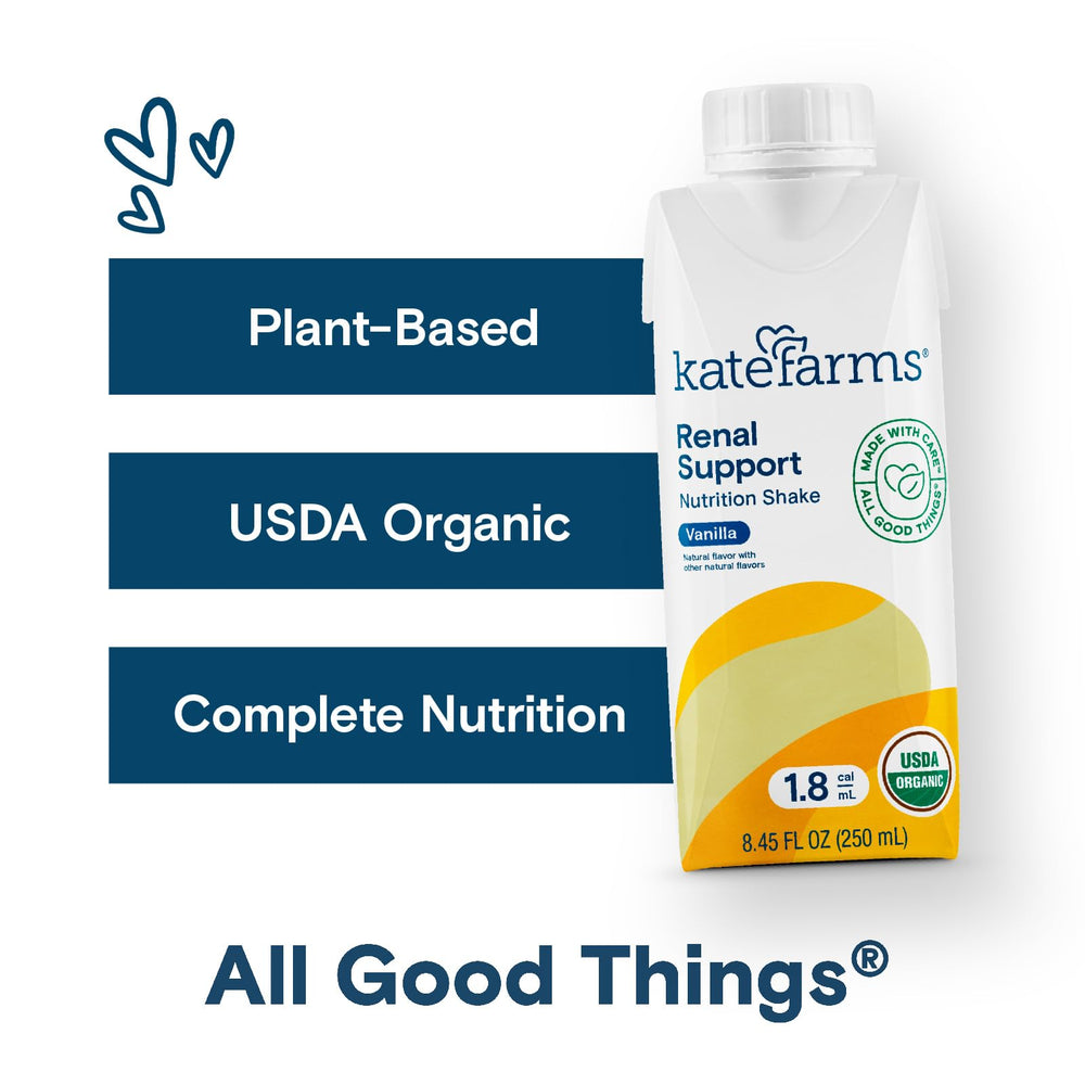 Kate Farms shake certified Organic, Non-GMO Project Verified, Kosher, gluten-free and allergen-free.