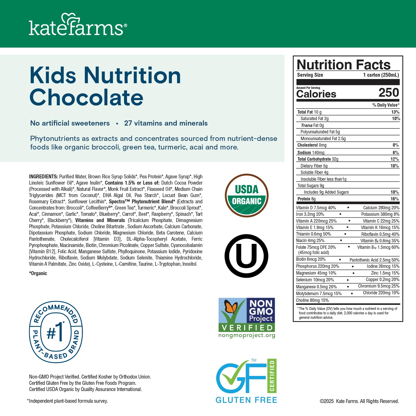 Kate Farms dairy free milk alternative visual, appealing to dairy sensitive families