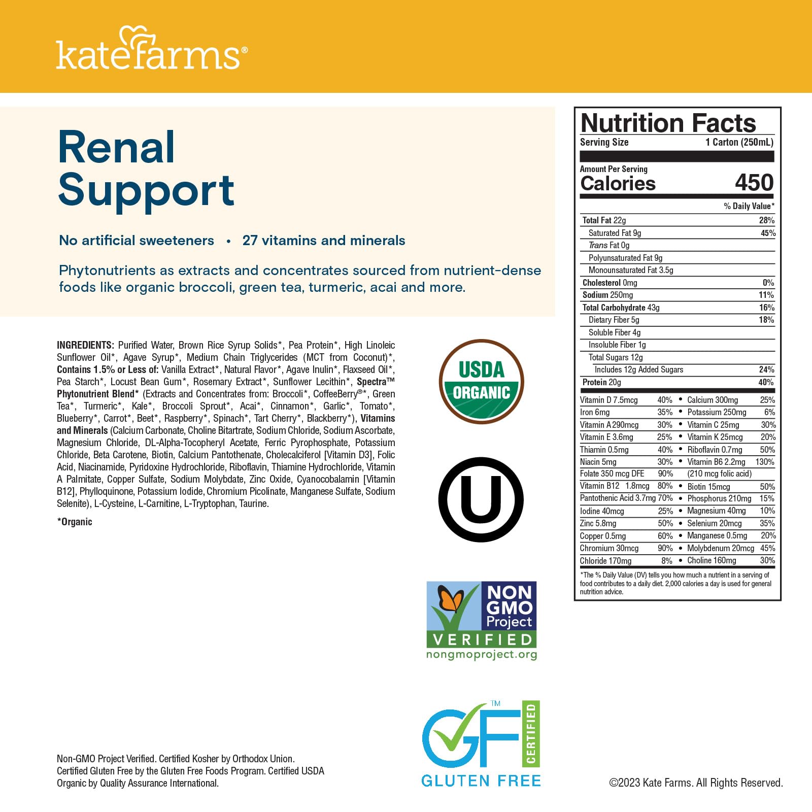 Kate Farms shake with 20 g protein per serving for gentle protein replenishment.