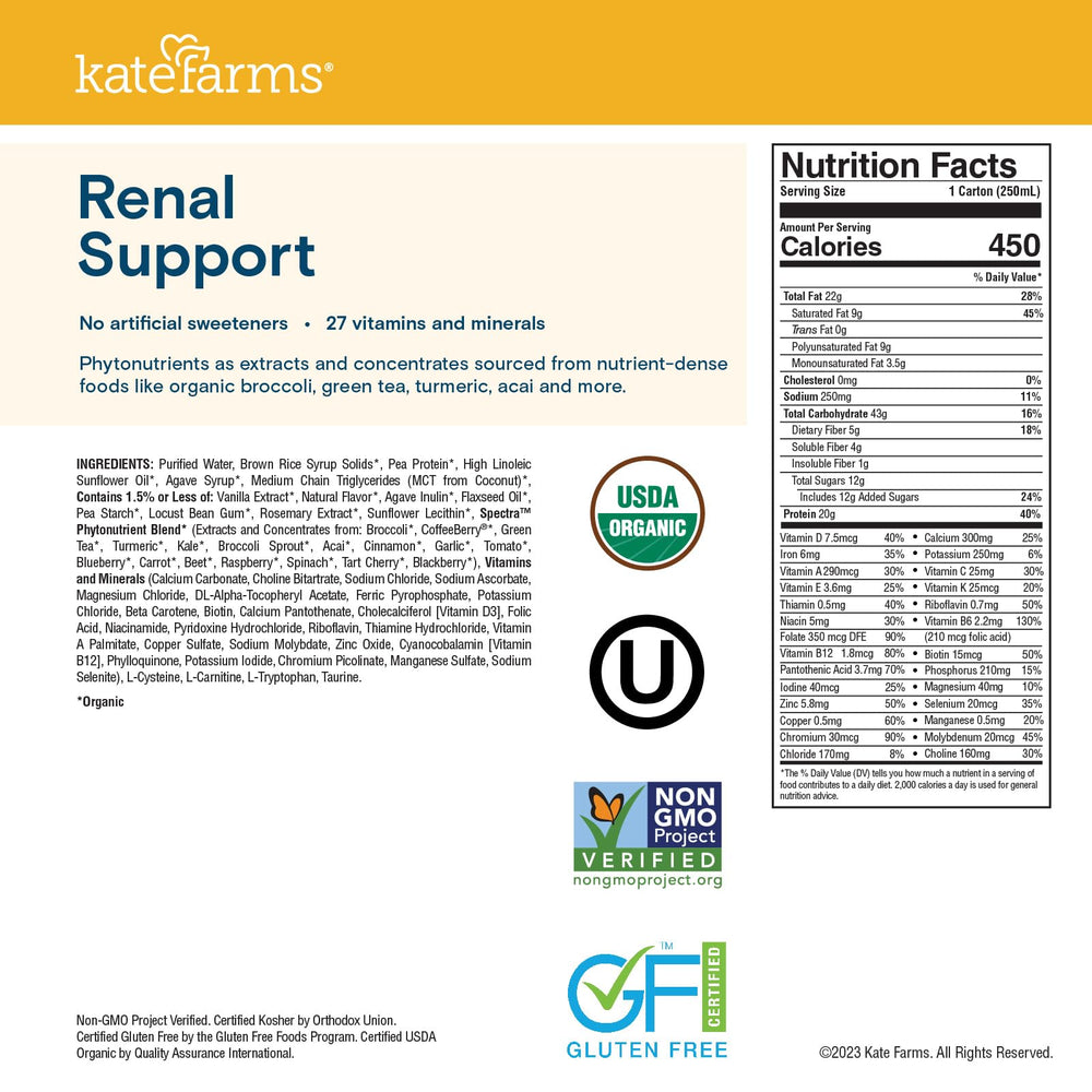 Kate Farms shake with 20 g protein per serving for gentle protein replenishment.
