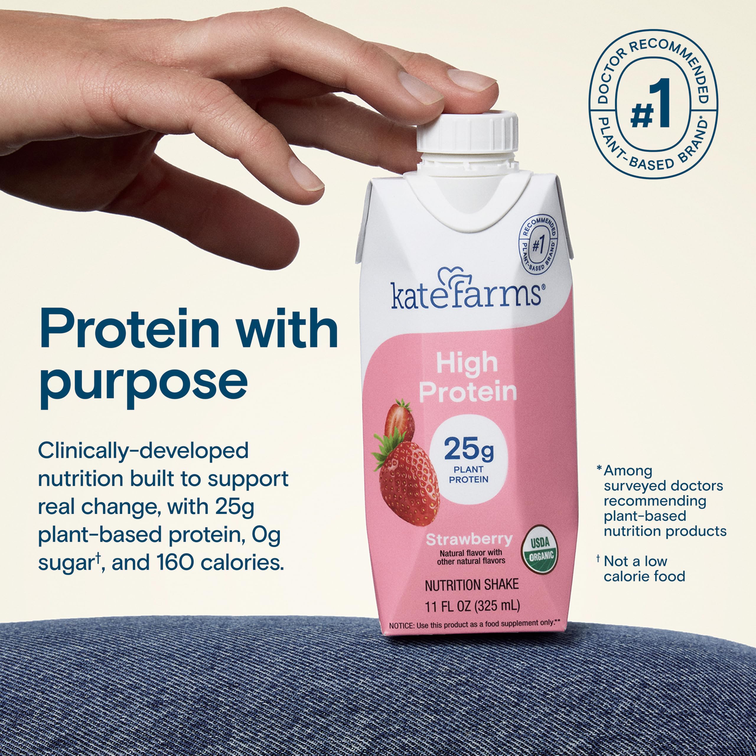 Close-up of Kate Farms organic pea protein blend powering plant-based nutrition