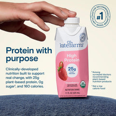 Close-up of Kate Farms organic pea protein blend powering plant-based nutrition