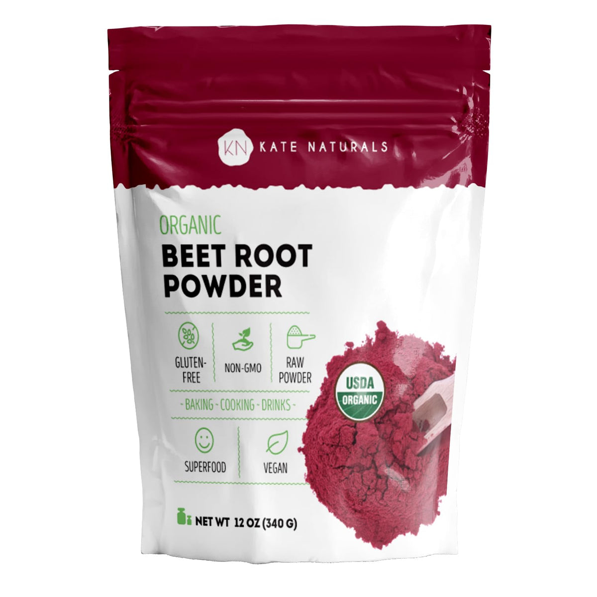 Kate Naturals Beet Root Powder bottle for everyday smoothies and nutrition