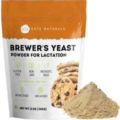 Kate Naturals Brewers Yeast Powder bottle for easy lactation support and everyday baking.