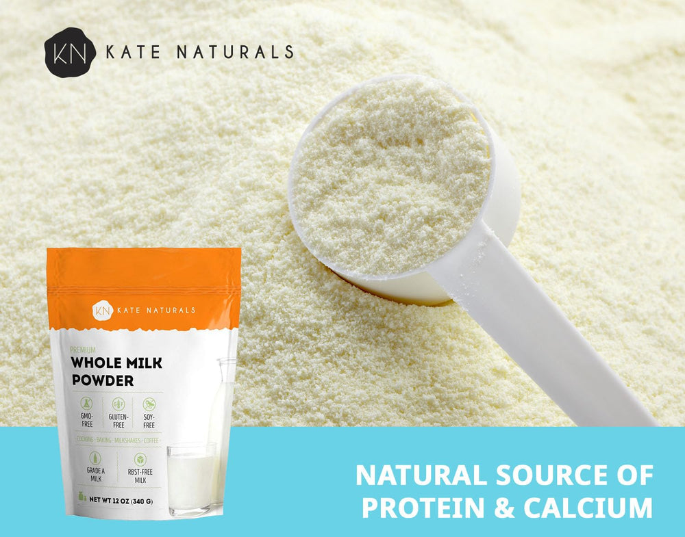 Kate Naturals milk powder used in baking to enrich textures and moisture.