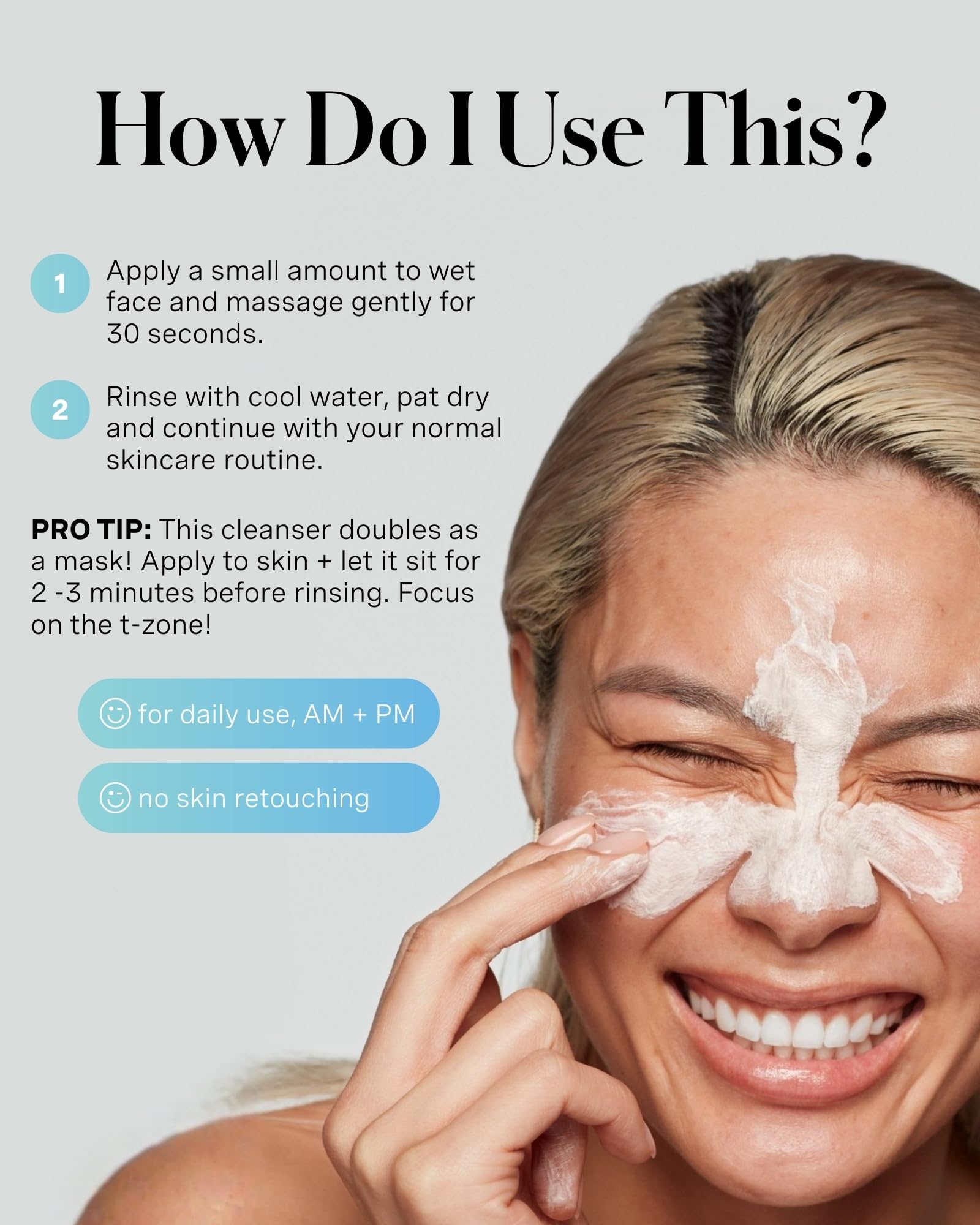 Pore-purifying massage demonstrates oil-control cleanse with EradiKate.