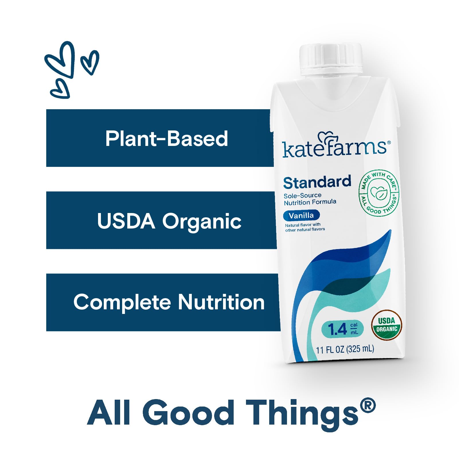 Kate Farms 1.4 Vanilla shake with creamy texture in a glass.