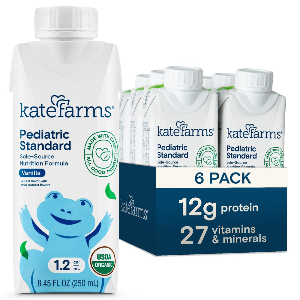 Kate Farms Pediatric 1.2 Vanilla Shake bottle for convenient kid nutrition