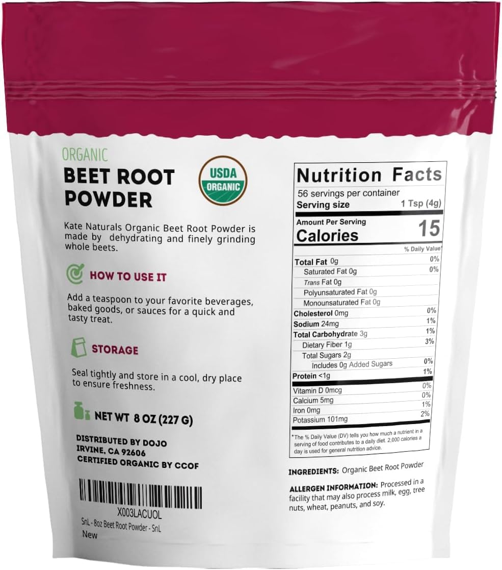 Kate Naturals beet root powder supports DIY beauty projects with color.