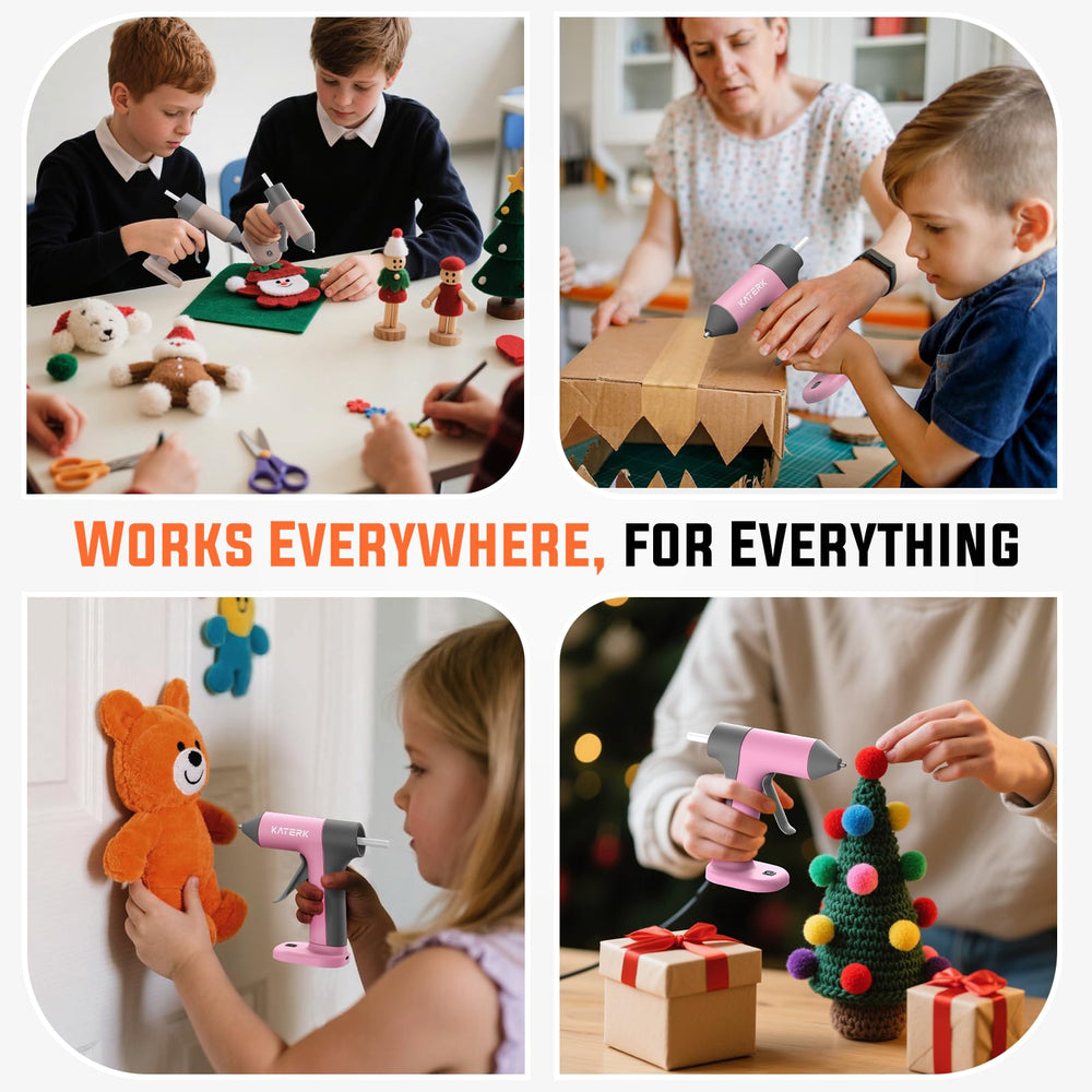 Katerk includes 20 odorless mini glue sticks for immediate use