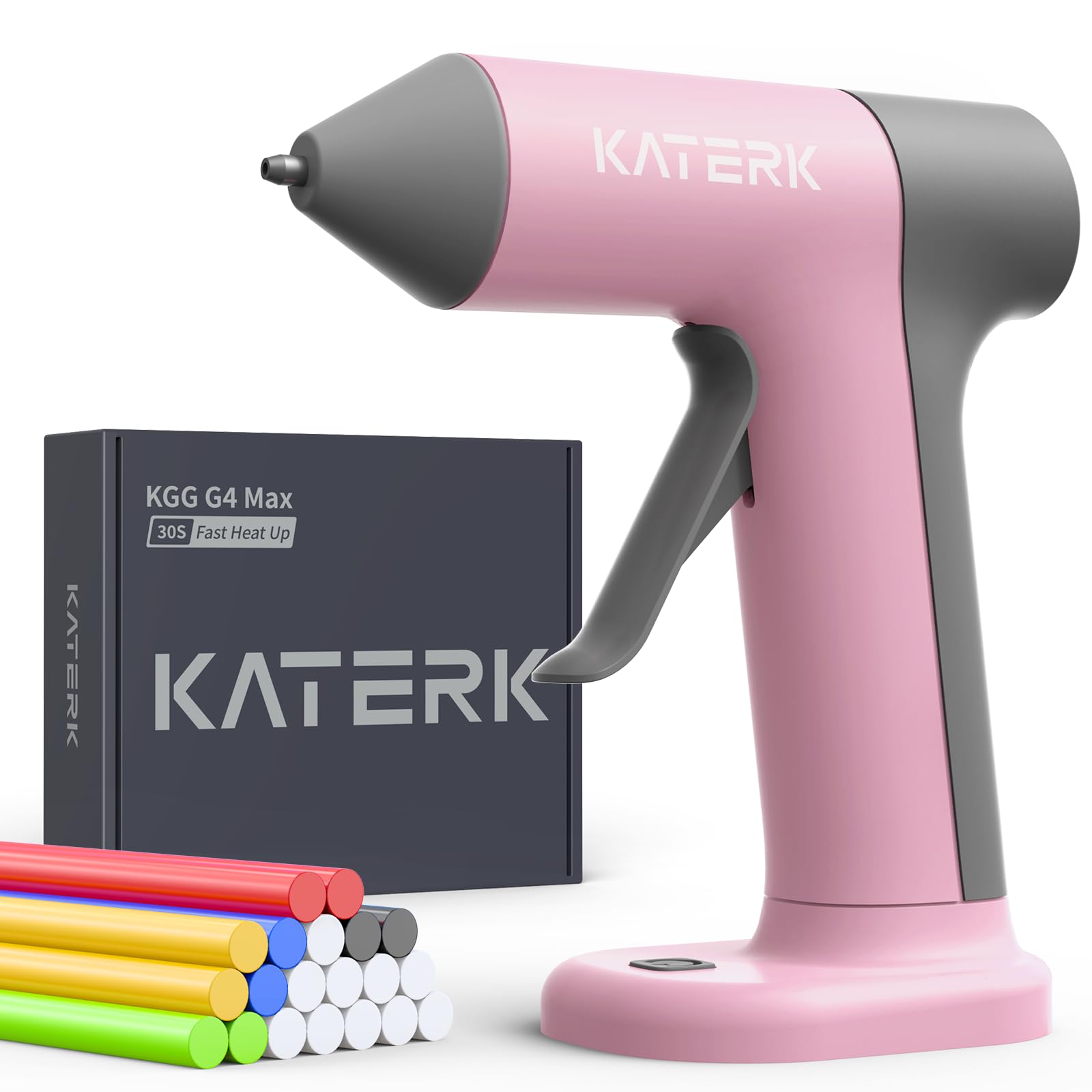 Katerk cordless hot glue gun highlighting cordless design for flexible crafting
