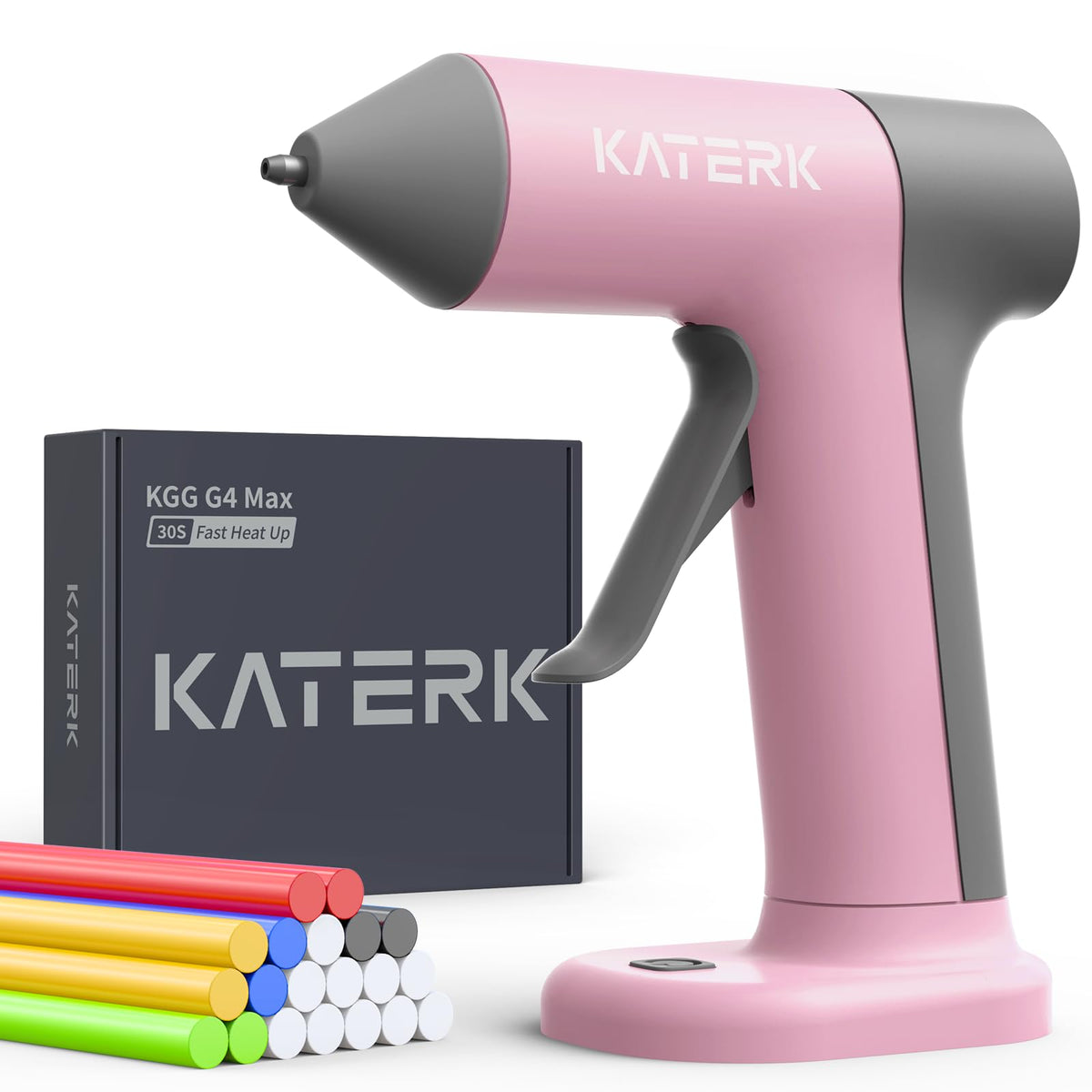 Katerk cordless hot glue gun highlighting cordless design for flexible crafting