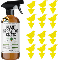 Kate's Home & Garden Plant Spray bottle pouring to protect indoor plants from gnats