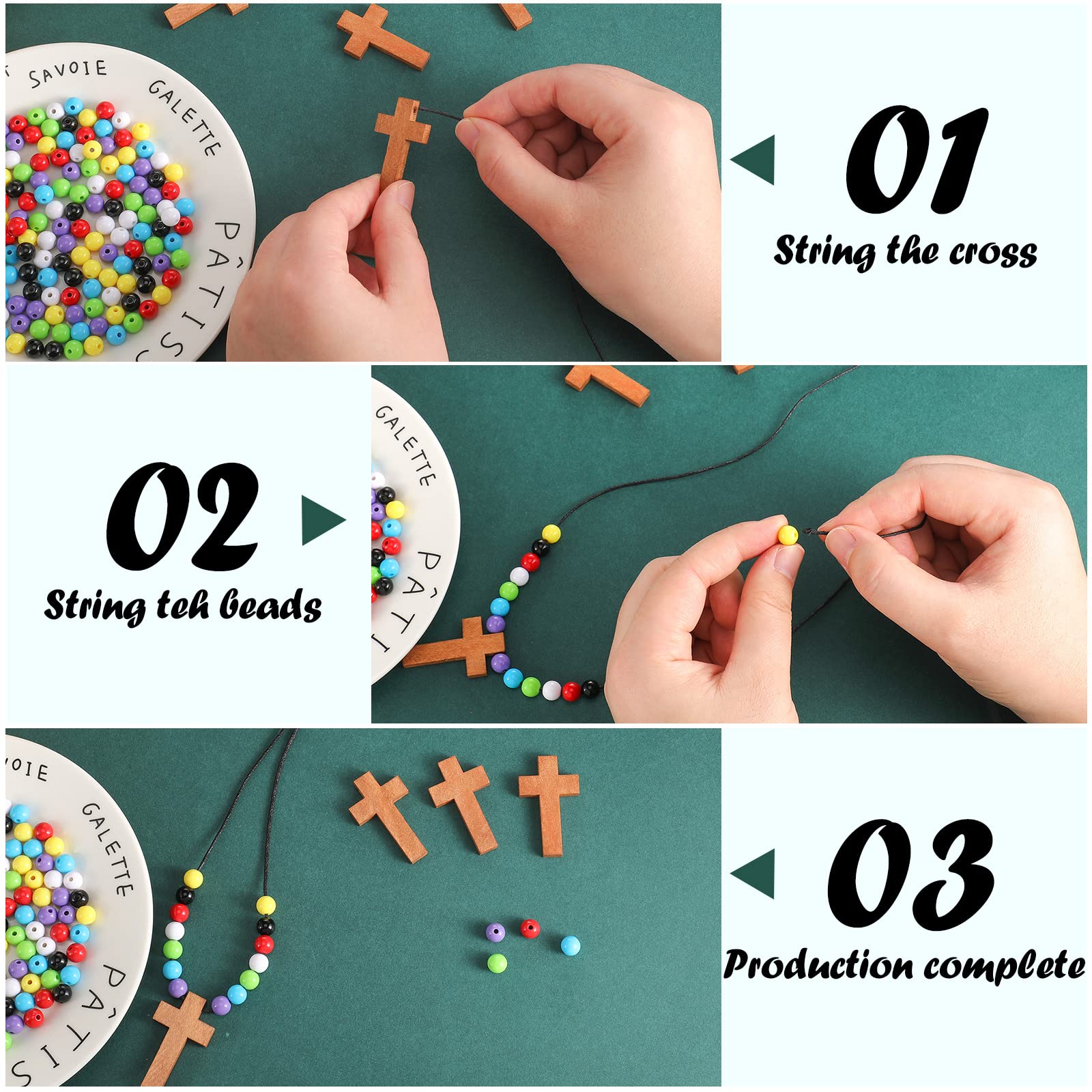 Kathfly cross necklace string close-up highlights durable nylon cord for lasting wear.