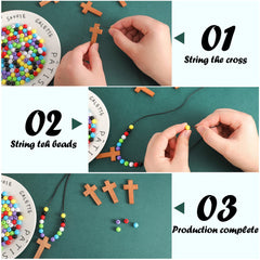 Kathfly cross necklace string close-up highlights durable nylon cord for lasting wear.