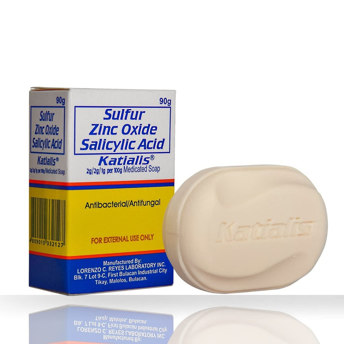 Katialis sulfur zinc oxide soap bar for clean skin and anti-bacterial care