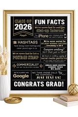 Katie Doodle 2026 Class Facts sign stands as a stunning graduation centerpiece and conversation starter.