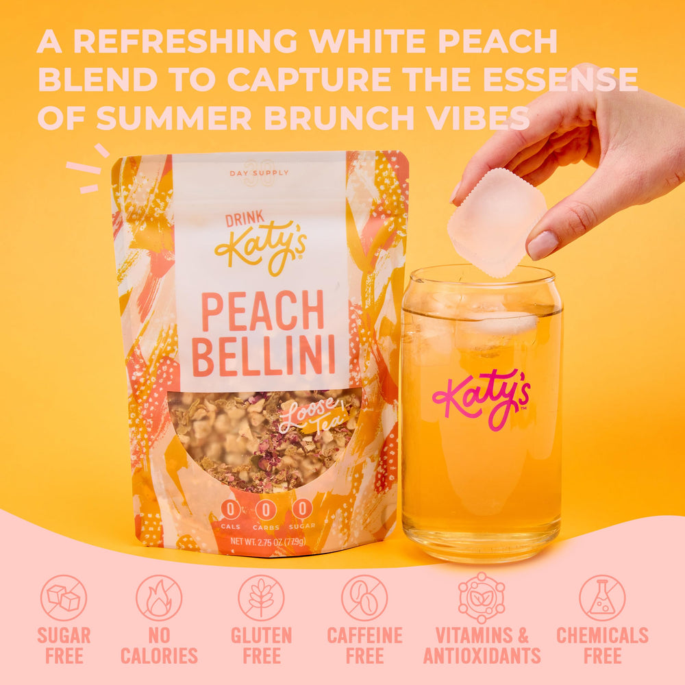 Katys Peach Bellini loose tea with apple chunks in the blend