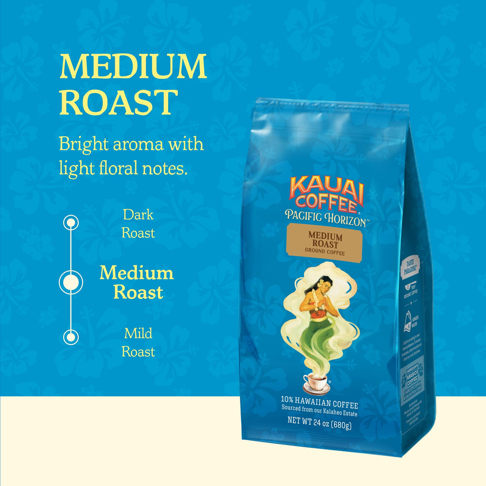 Kauai Coffee uses 10% Hawaiian-origin Arabica for a mellow cup.