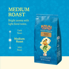 Kauai Coffee uses 10% Hawaiian-origin Arabica for a mellow cup.
