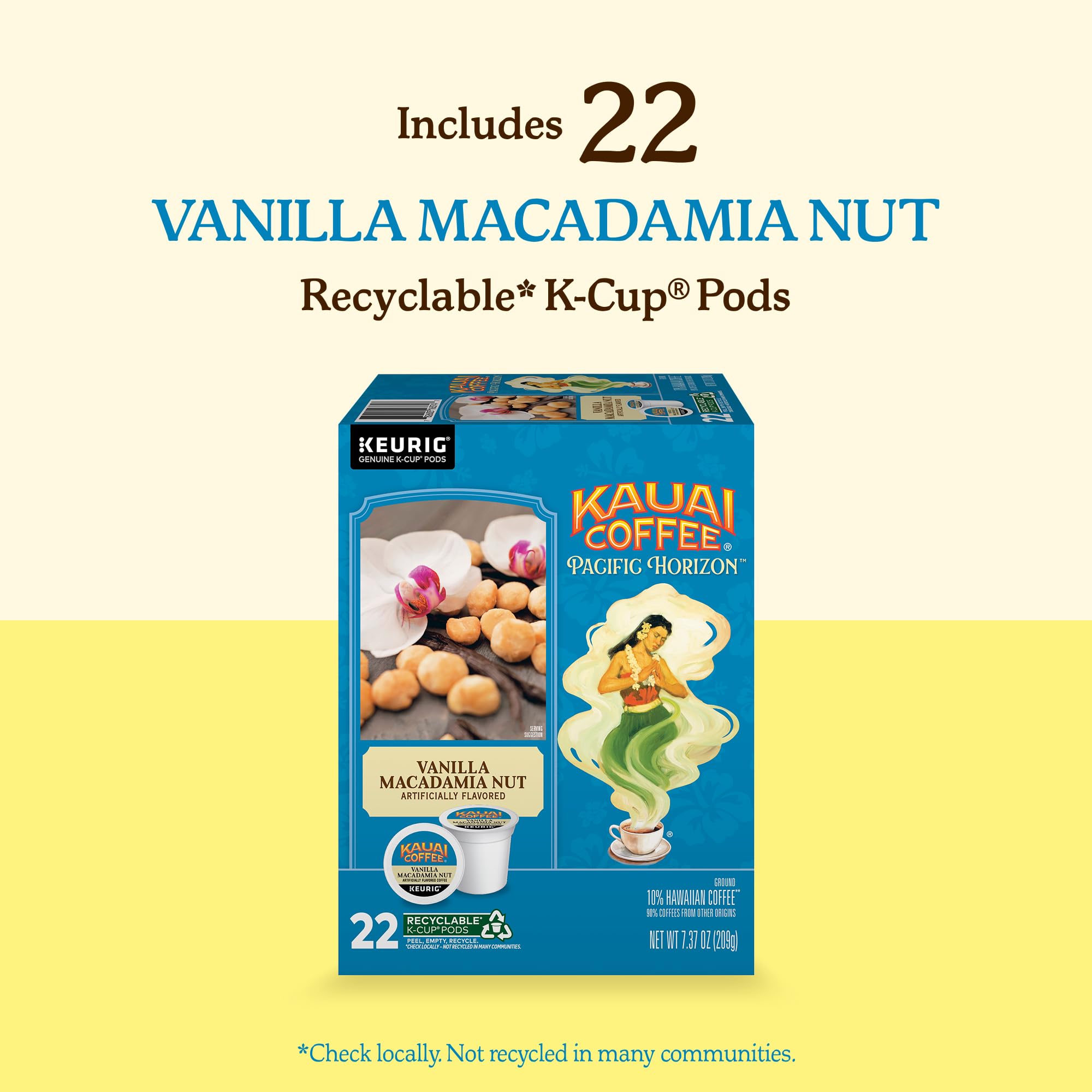 Kauai Coffee glass cup with macadamia nuts evokes tropical indulgence in every sip