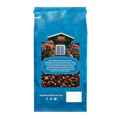 Kauai Coffee Ground Coffee bag back reveals origin and roast details.