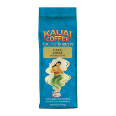 Kauai Coffee Koloa Estate bag closeup showing premium grind for a smoother brew.