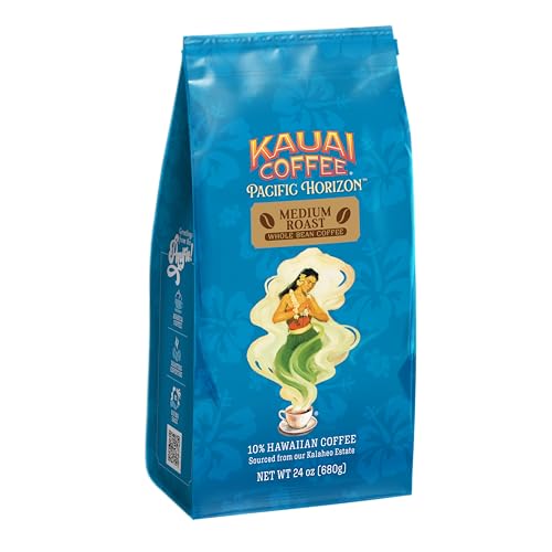 Kauai Coffee Koloa Estate whole beans close-up highlights premium Arabica quality