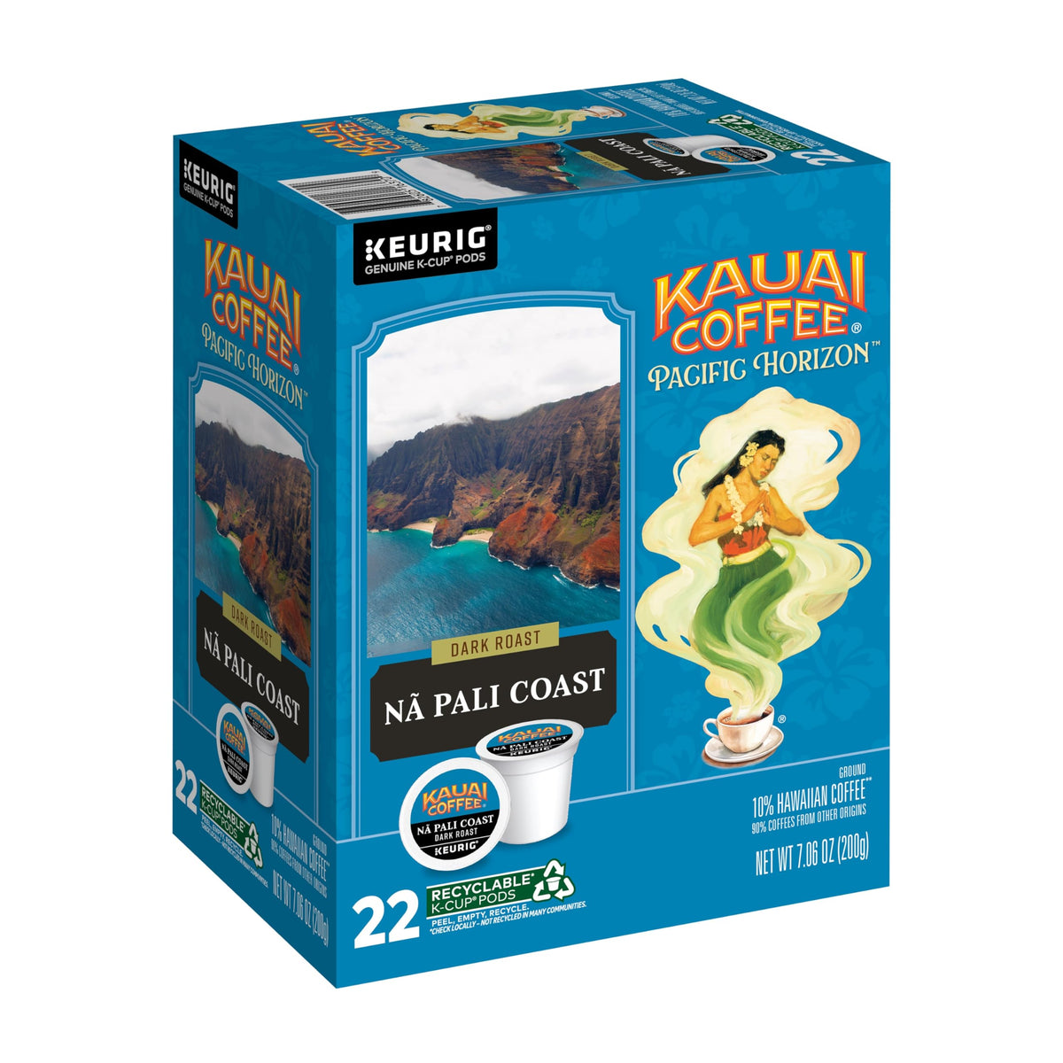 Kauai Coffee Na Pali Coast K-Cup front view showing convenient single-serve use