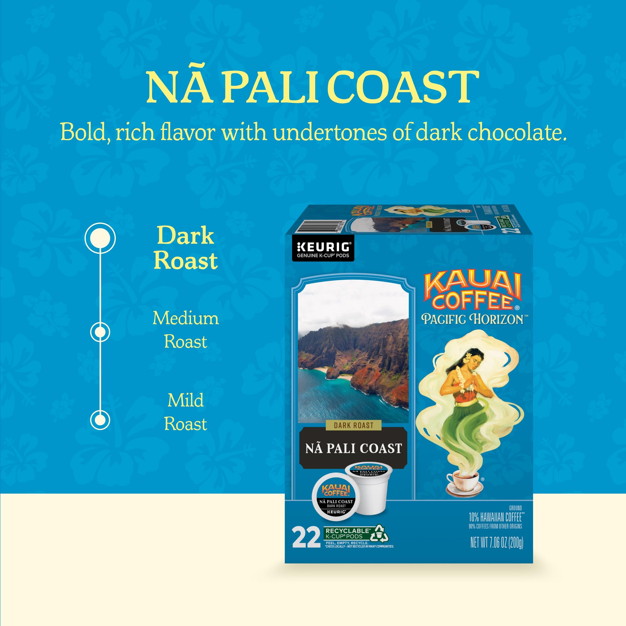 Kauai Coffee steaming cup inviting a smooth dark roast experience
